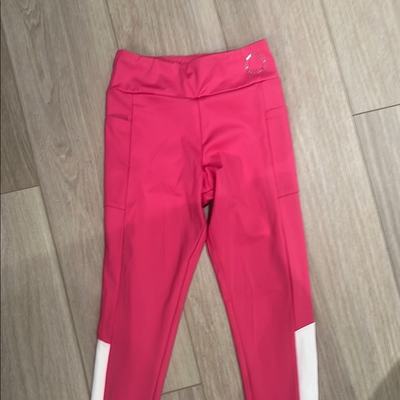 Zara Pink and White Leggings with High Waist and Side Stripes - Picture 2 of 5